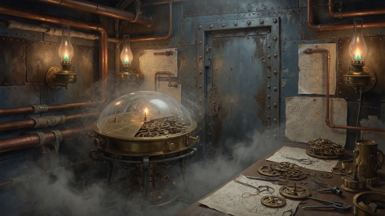 FogPie alone in its private laboratory, a steel door shut behind it and experiments laid out on its own bench.